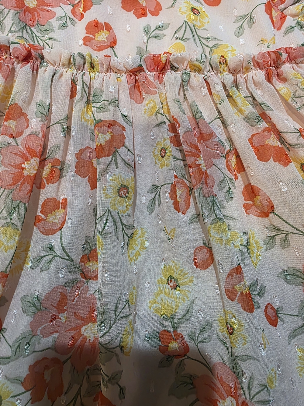 Girls' Peach Floral Ruffle-Sleeve Dress - Picture 4 of 10